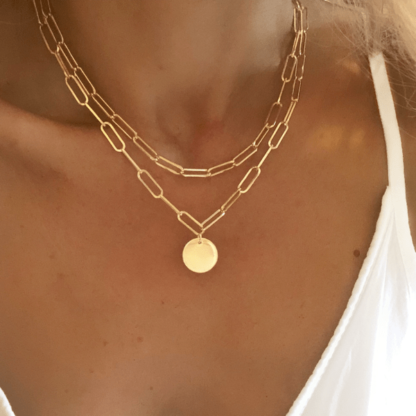 Collier double rang dore medaille